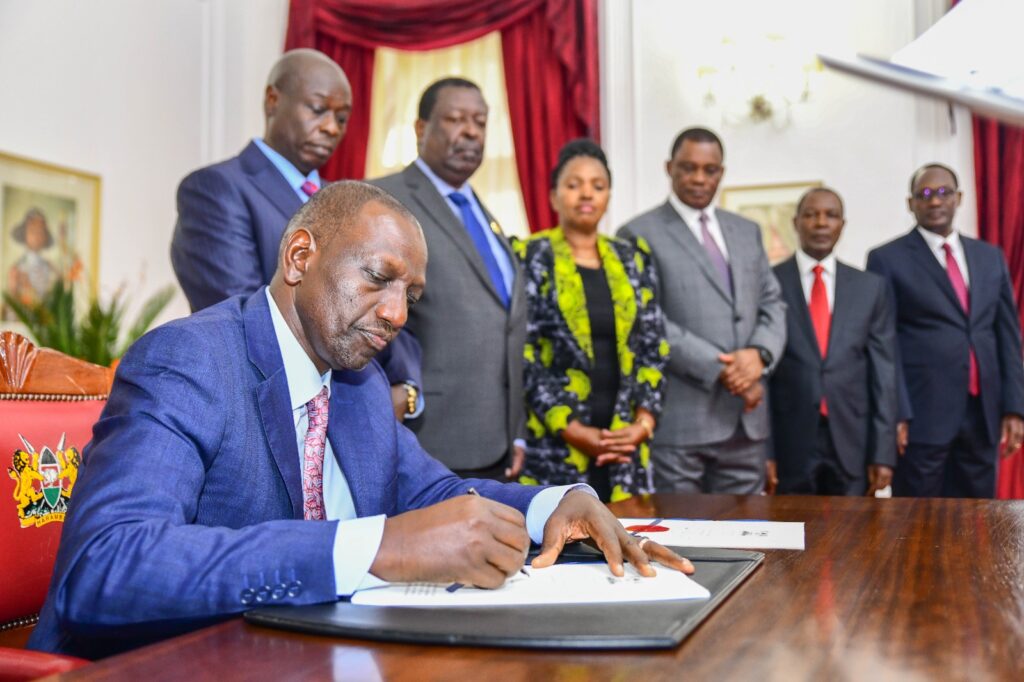 President Ruto signing the Finance Bill 2023