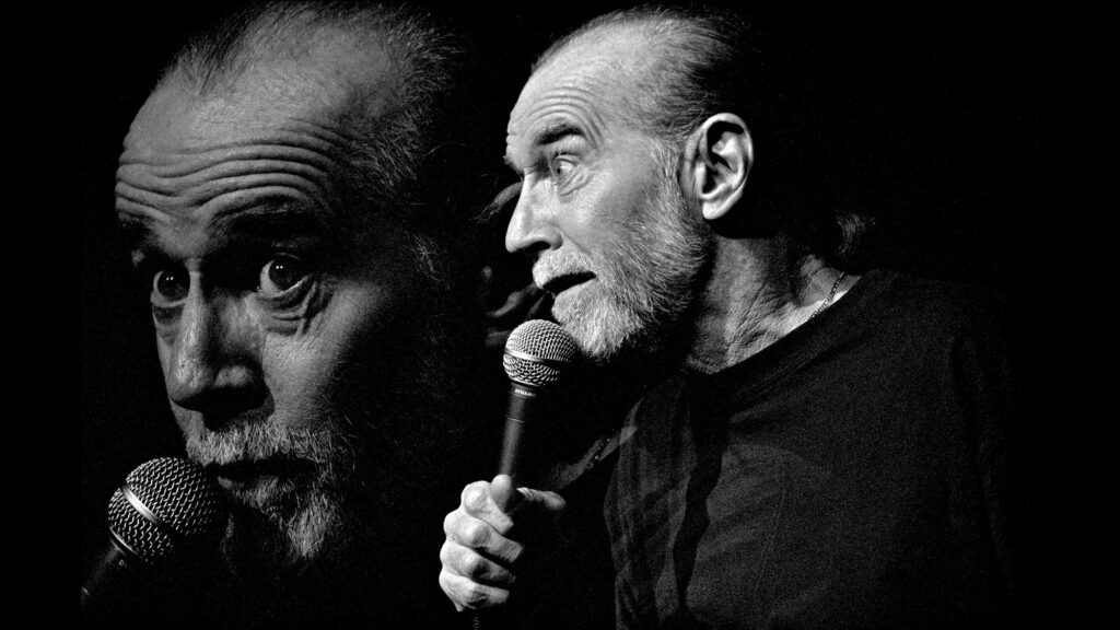 Black and white portrait of George Carlin