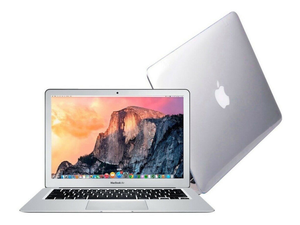 A MacBook Air on a plain background.