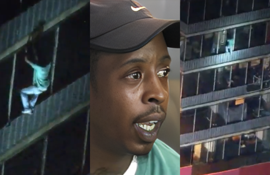 Incredible story of the man who climbed a 19-storey building on fire to save his mom