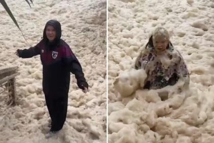 Woman goes viral after jumping into sewage-filled sea foam: 'Enjoy being sick!'