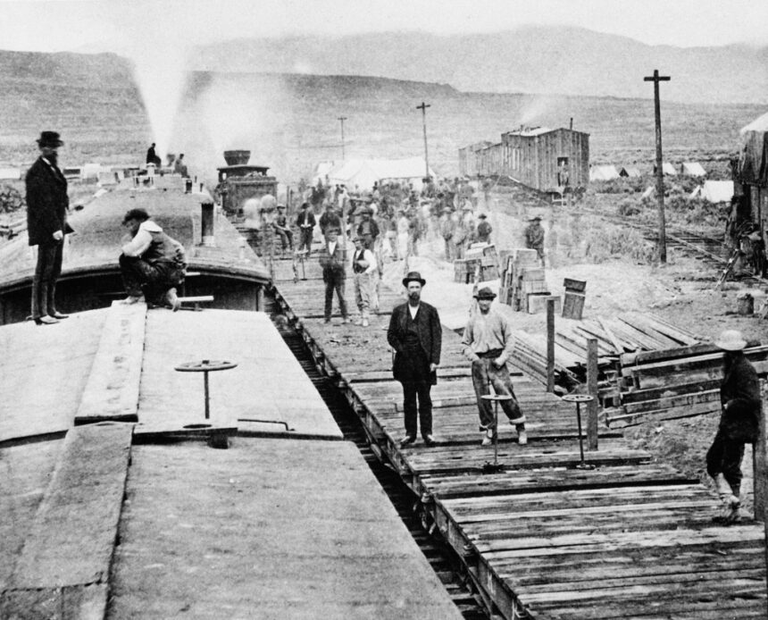 May 10, golden spike completes transcontinental railway