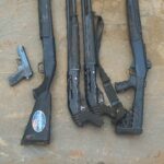 Five excavators, guns seized in joint anti-galamsey raid in Ahafo Ano South West